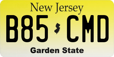 NJ license plate B85CMD
