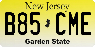 NJ license plate B85CME