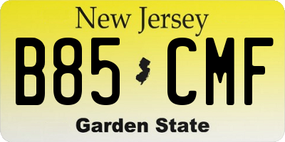 NJ license plate B85CMF