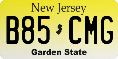 NJ license plate B85CMG
