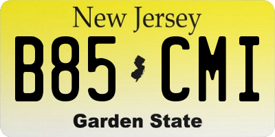 NJ license plate B85CMI