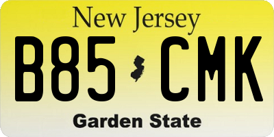 NJ license plate B85CMK