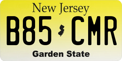 NJ license plate B85CMR