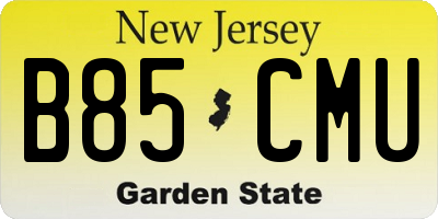 NJ license plate B85CMU