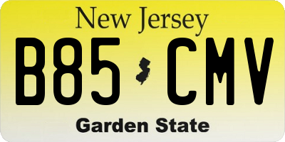 NJ license plate B85CMV