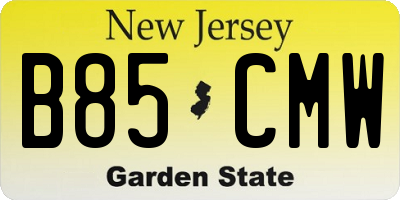 NJ license plate B85CMW