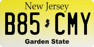 NJ license plate B85CMY