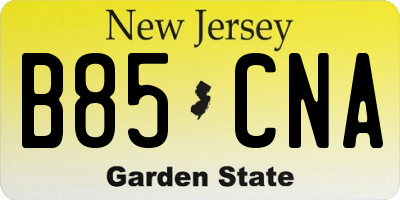 NJ license plate B85CNA