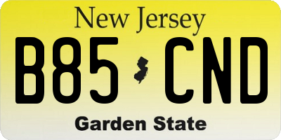 NJ license plate B85CND