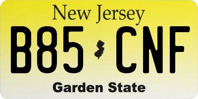 NJ license plate B85CNF