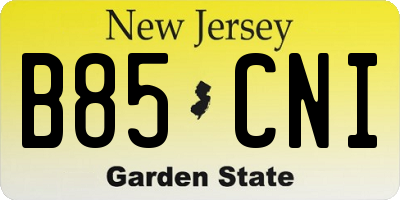 NJ license plate B85CNI
