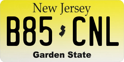NJ license plate B85CNL
