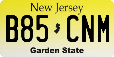 NJ license plate B85CNM