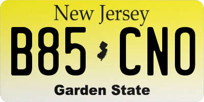 NJ license plate B85CNO