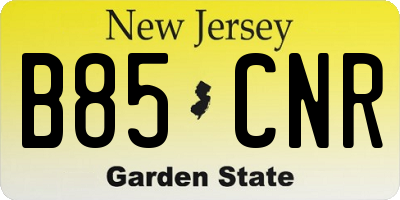 NJ license plate B85CNR
