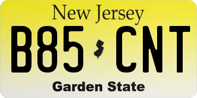 NJ license plate B85CNT