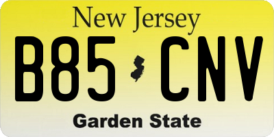 NJ license plate B85CNV