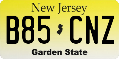 NJ license plate B85CNZ