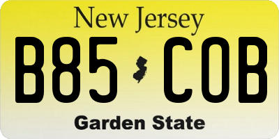 NJ license plate B85COB