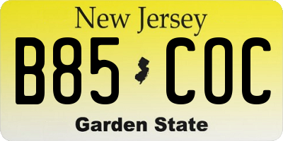 NJ license plate B85COC