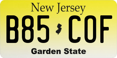 NJ license plate B85COF
