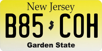 NJ license plate B85COH