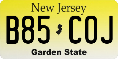 NJ license plate B85COJ