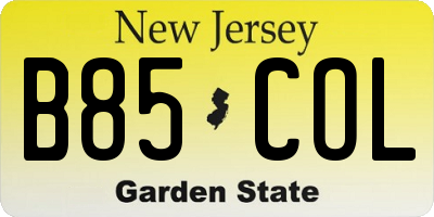 NJ license plate B85COL