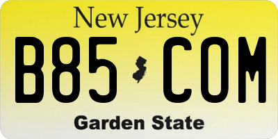 NJ license plate B85COM