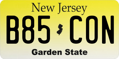 NJ license plate B85CON