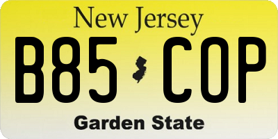 NJ license plate B85COP