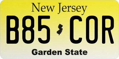 NJ license plate B85COR