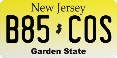 NJ license plate B85COS
