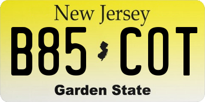 NJ license plate B85COT