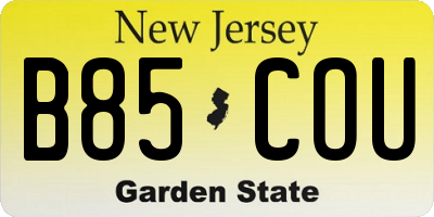 NJ license plate B85COU