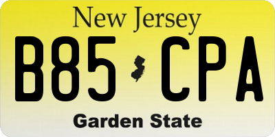 NJ license plate B85CPA