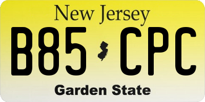 NJ license plate B85CPC