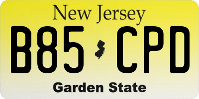 NJ license plate B85CPD