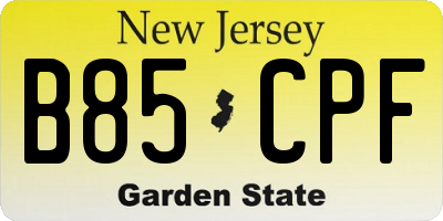 NJ license plate B85CPF
