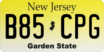 NJ license plate B85CPG