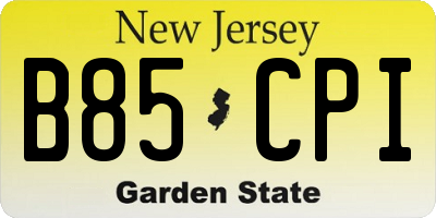 NJ license plate B85CPI