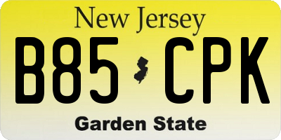 NJ license plate B85CPK