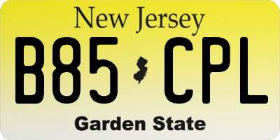 NJ license plate B85CPL