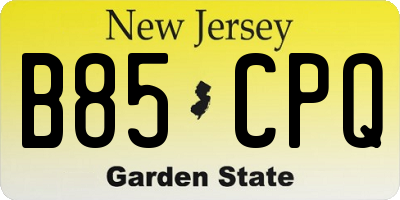 NJ license plate B85CPQ