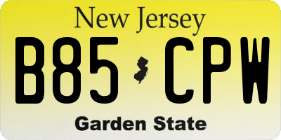 NJ license plate B85CPW