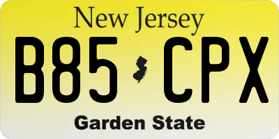 NJ license plate B85CPX