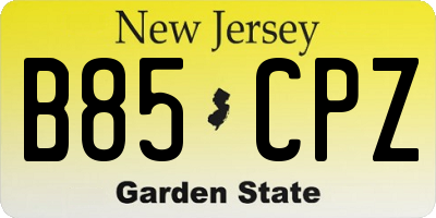 NJ license plate B85CPZ