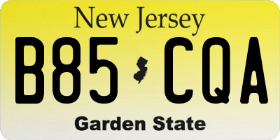 NJ license plate B85CQA
