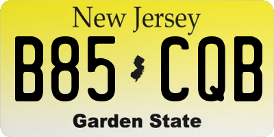 NJ license plate B85CQB