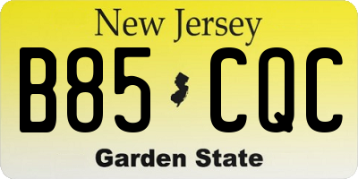 NJ license plate B85CQC